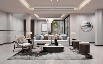 新中式客餐厅3D模型下载